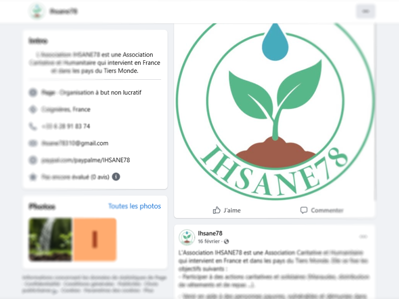 Aperçu de la page Facebook de notre association